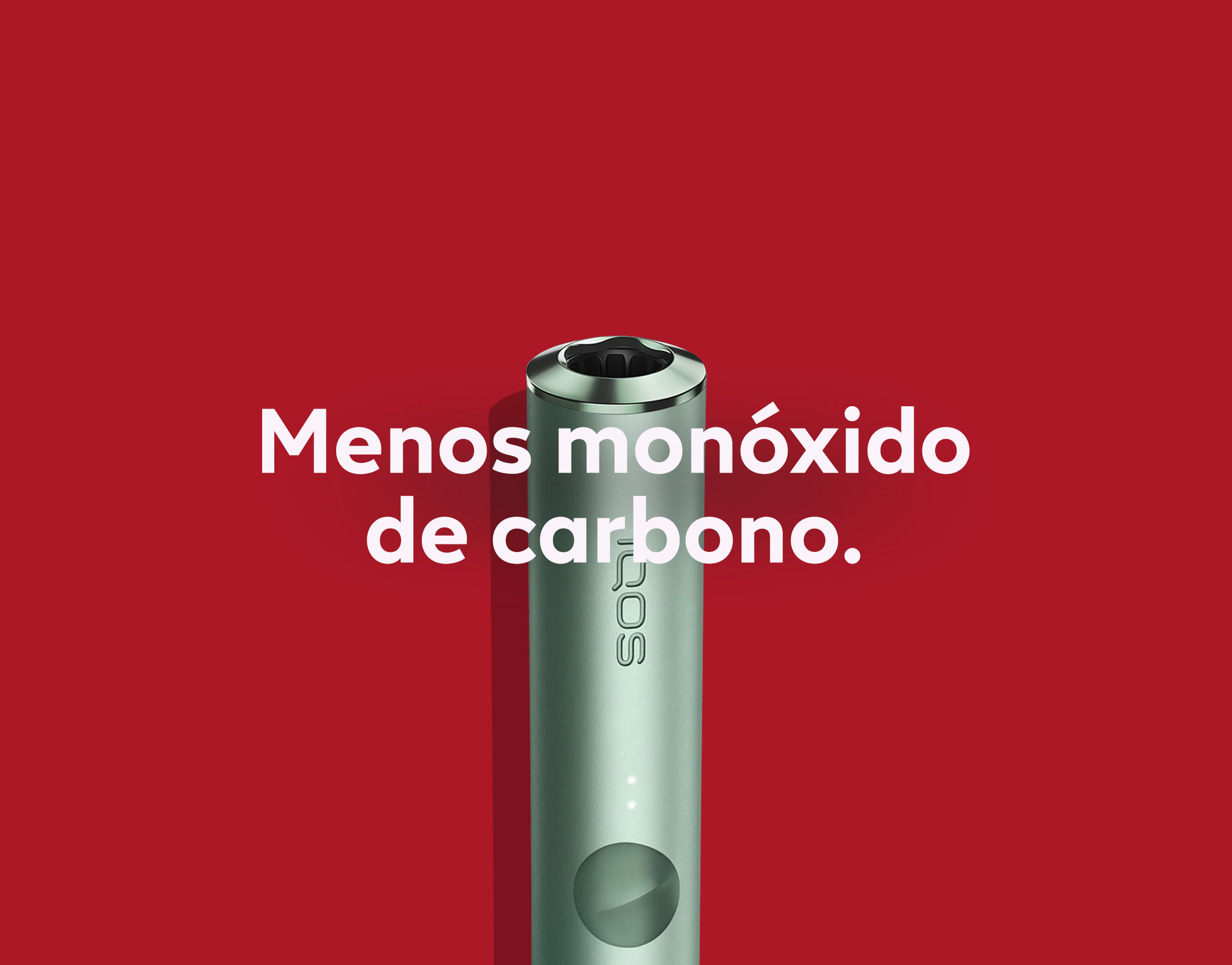 Dispositivo IQOS Iluma verde num fundo vermelho