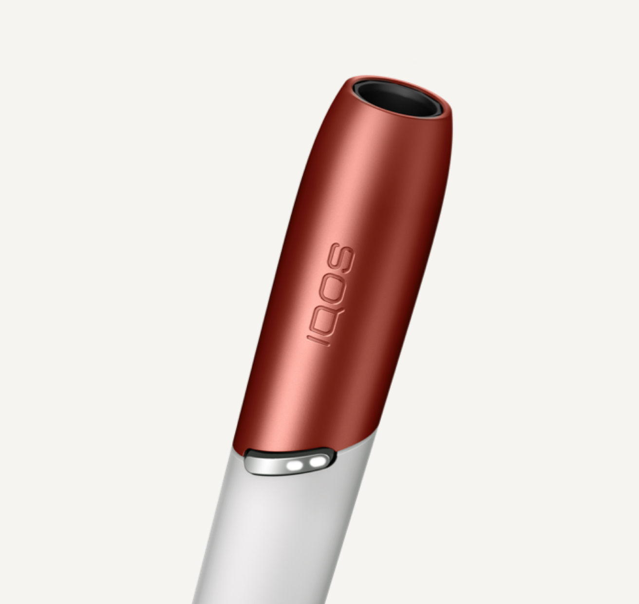 An IQOS holder with a red cap.
