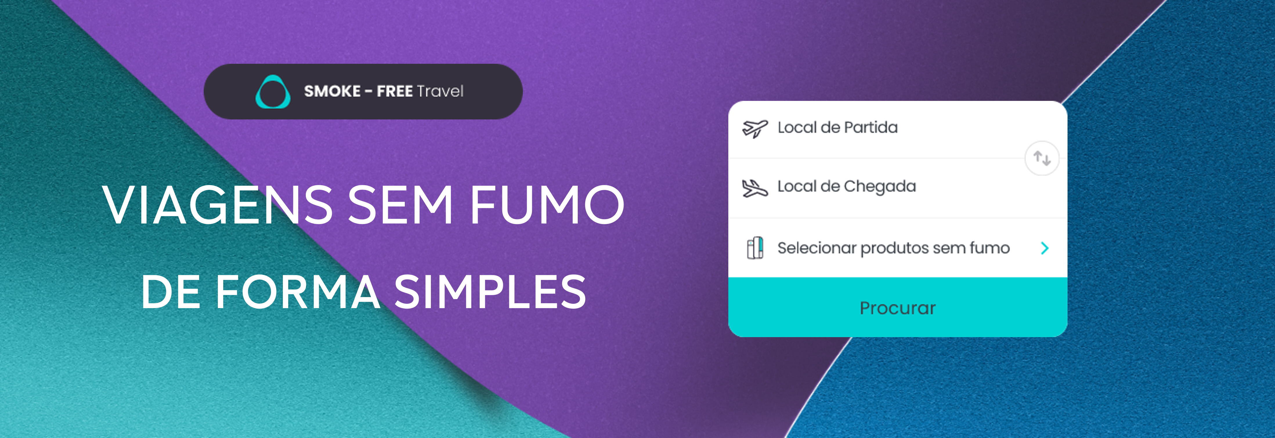Ferramenta online para planear viagens sem fumo, com seleção de local de partida, destino e produtos sem fumo​