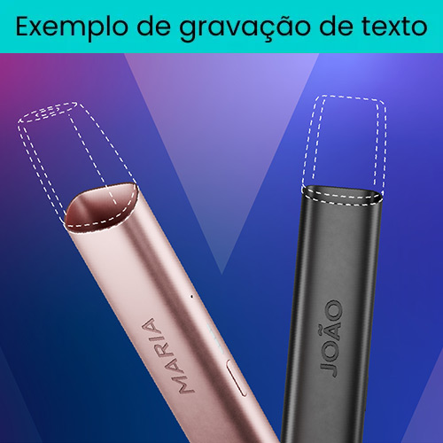 Um equipamento VEEV ONE personalizado com o nome Maria e Joao.