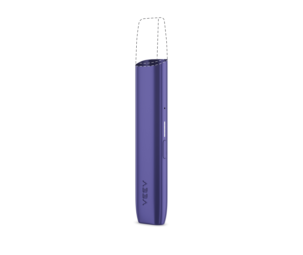 Dispositivo veev one roxo edição limitada, visto de frente com inclinação à esquerda. main