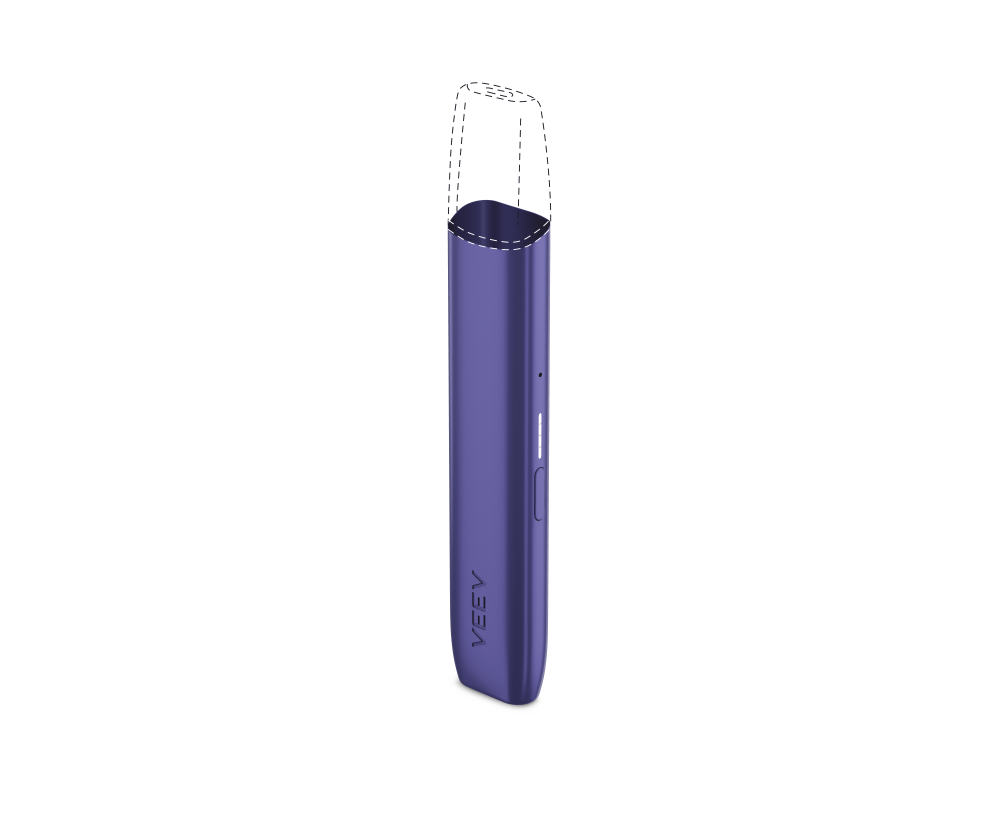 Dispositivo veev one roxo edição limitada, visto de cima com inclinação à esquerda. main