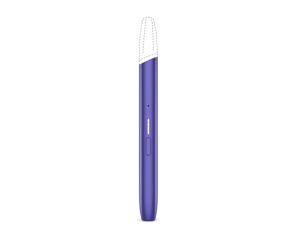 Dispositivo veev one roxo edição limitada, visto de lado com detalhe de luz. main