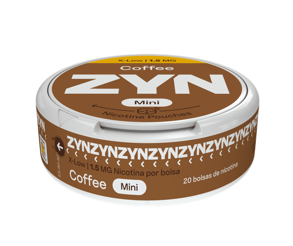 Vista frontal da base e topo de uma embalagem de ZYN Coffee X-Low Mini 1,5 MG. main