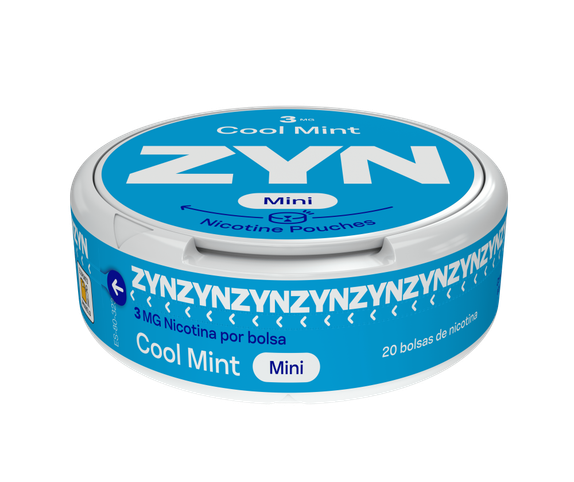 Vista frontal da base e topo de uma embalagem de ZYN Cool Mint Mini 3 MG. main