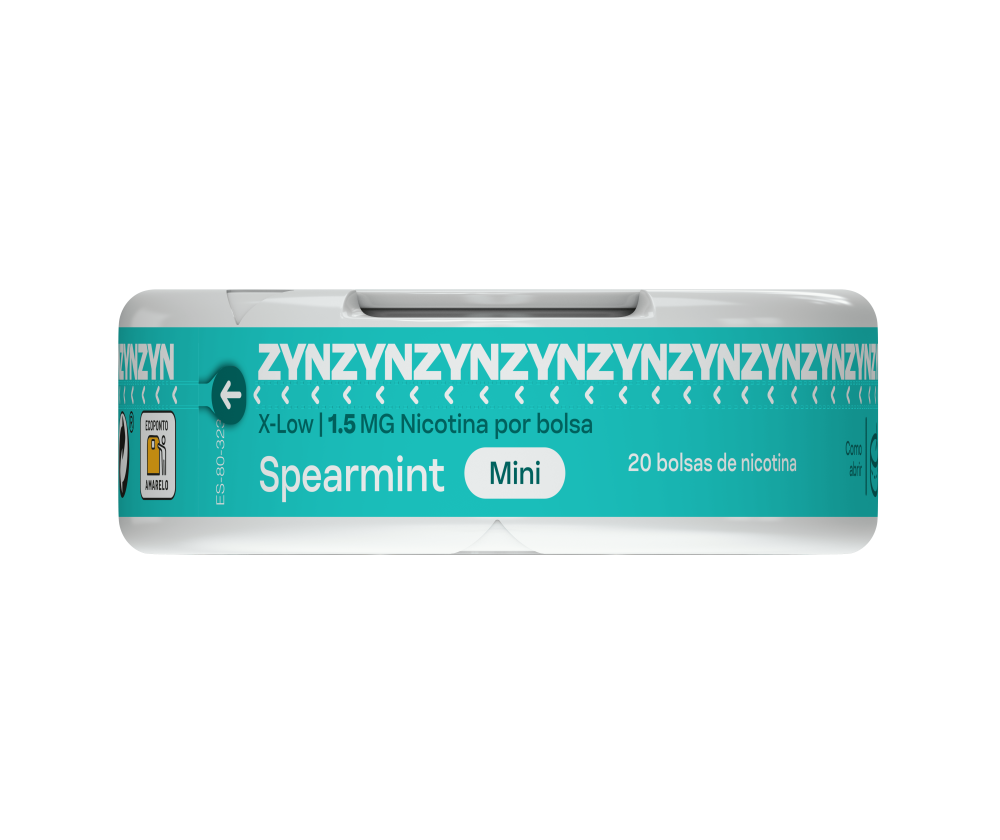 Vista frontal da base de uma embalagem de ZYN Spearmint X-Low Mini 1,5 MG. main