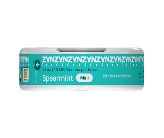 Vista frontal da base de uma embalagem de ZYN Spearmint X-Low Mini 1,5 MG. main