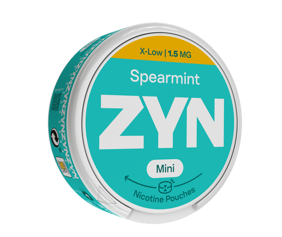 Embalagem de ZYN Spearmint X-Low Mini 1,5 MG orientada para a direita. main