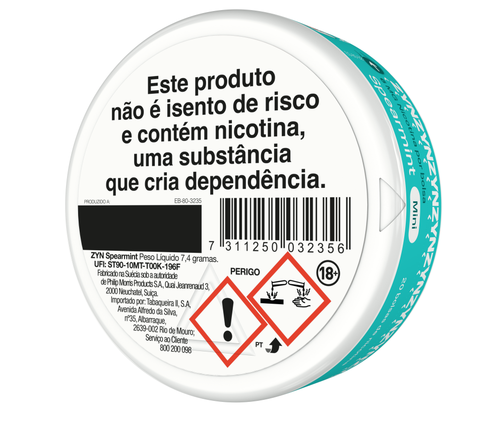 Caixa ZYN Spearmint Mini 6 MG Tras main