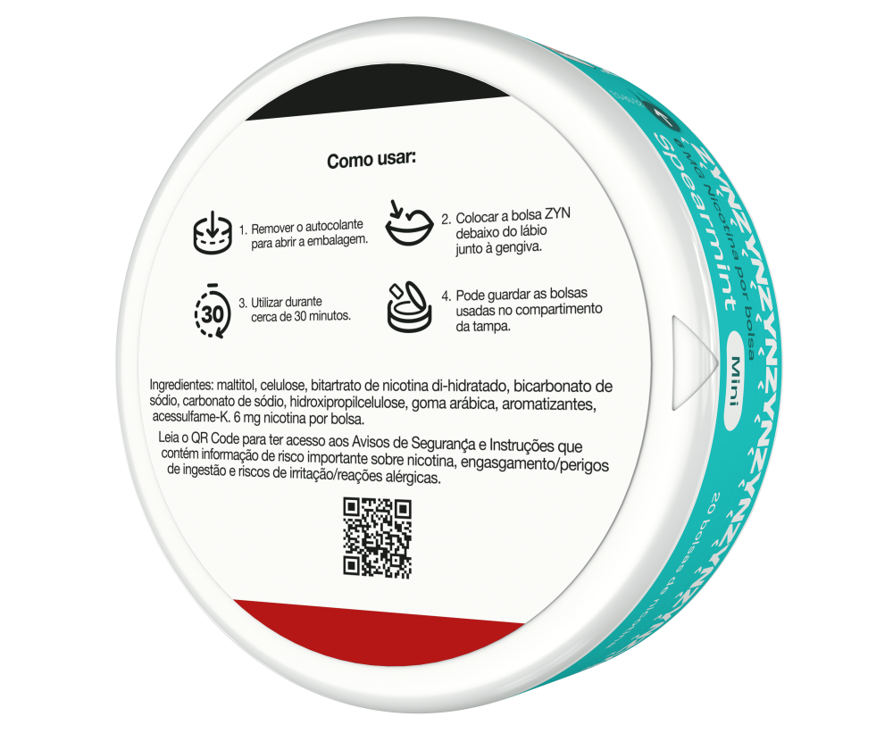 Caixa ZYN Spearmint Mini 6 MG Tras main