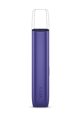 Dispositivo veev one roxo edição limitada, visto de frente.
