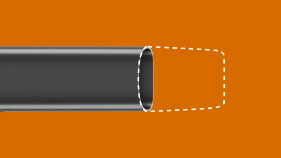 Dispositivo aproximado VEEV ONE em preto, na horizontal, com recarga a tracejado, orientado para a direita e em fundo laranja.